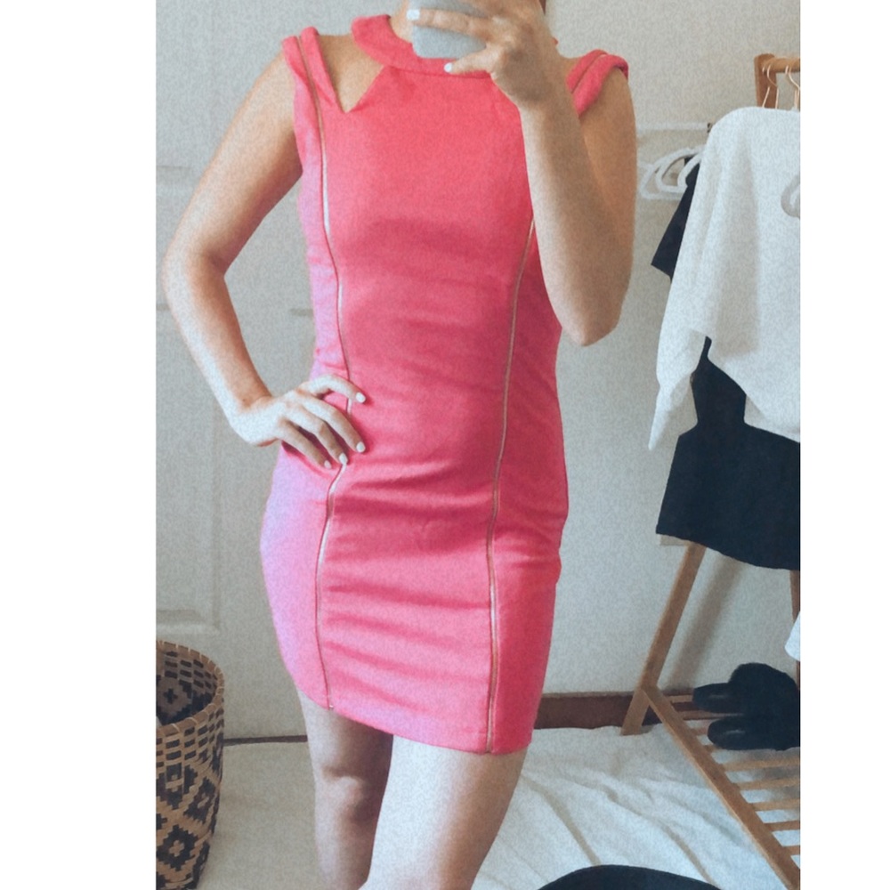 Pink Valentine Zipper Bodycon Dress